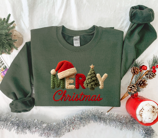 Embroidered Look Merry Christmas | Christmas Collection 2025