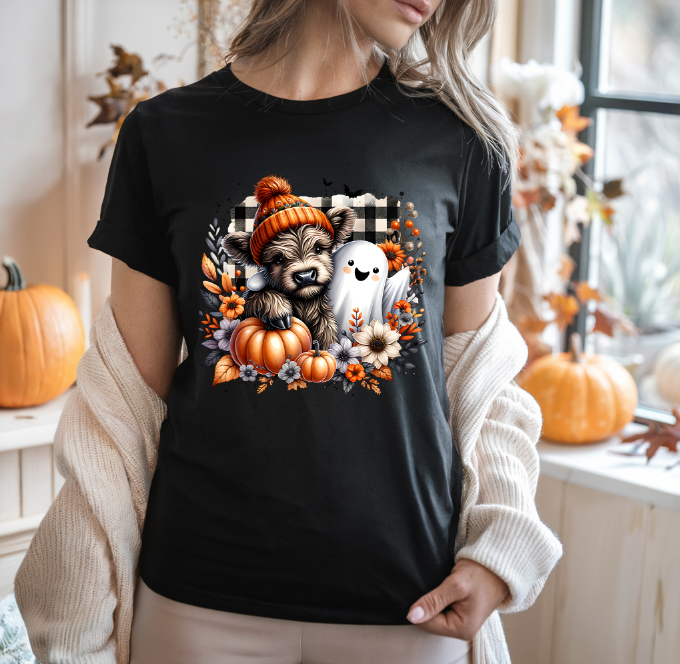 Highland Cow and Spooky Friends | Halloween TShirt | Halloween Collection 2025