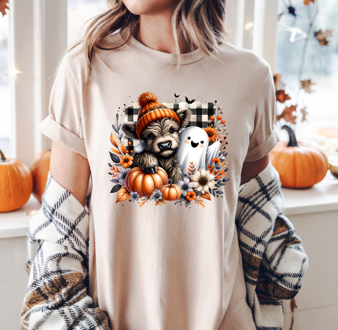 Highland Cow and Spooky Friends | Halloween TShirt | Halloween Collection 2025